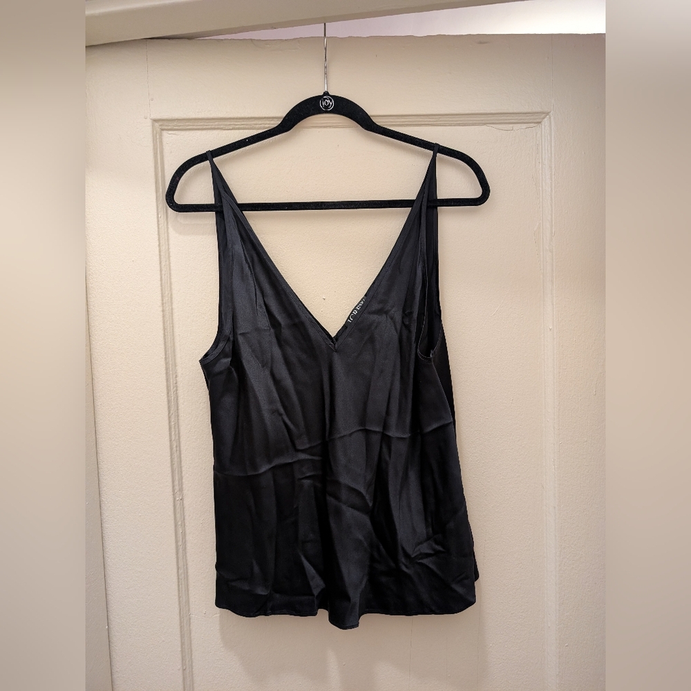 J. Crew 100% Silk Black Double V-Neck Cami